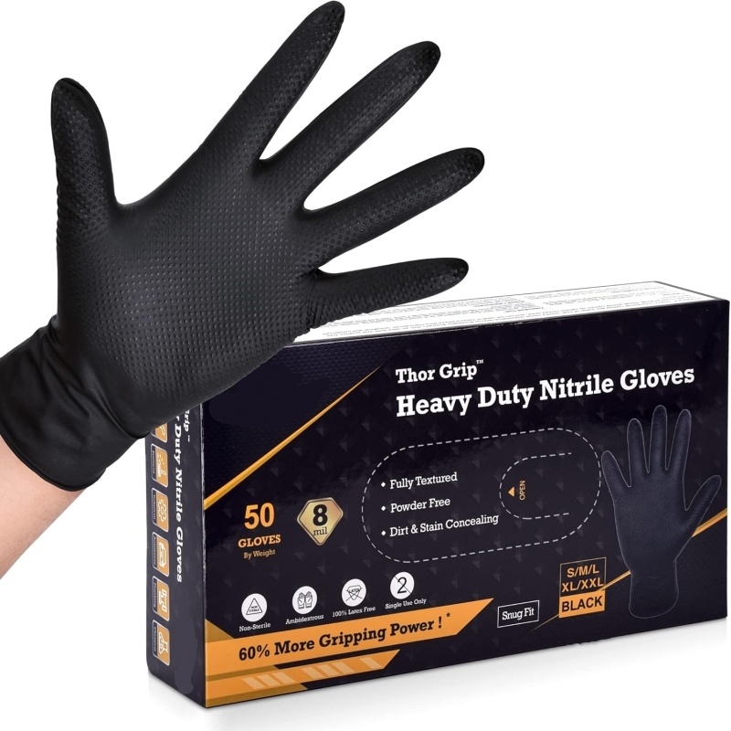 Nitrile Mechanic Glove - Wytrzymałe czarne rękawice nitrylowe 10/30/50 szt.