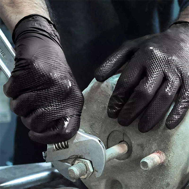 Nitrile Mechanic Glove - Przemysłowe czarne rękawice nitrylowe 8mil, wytrzymałe,