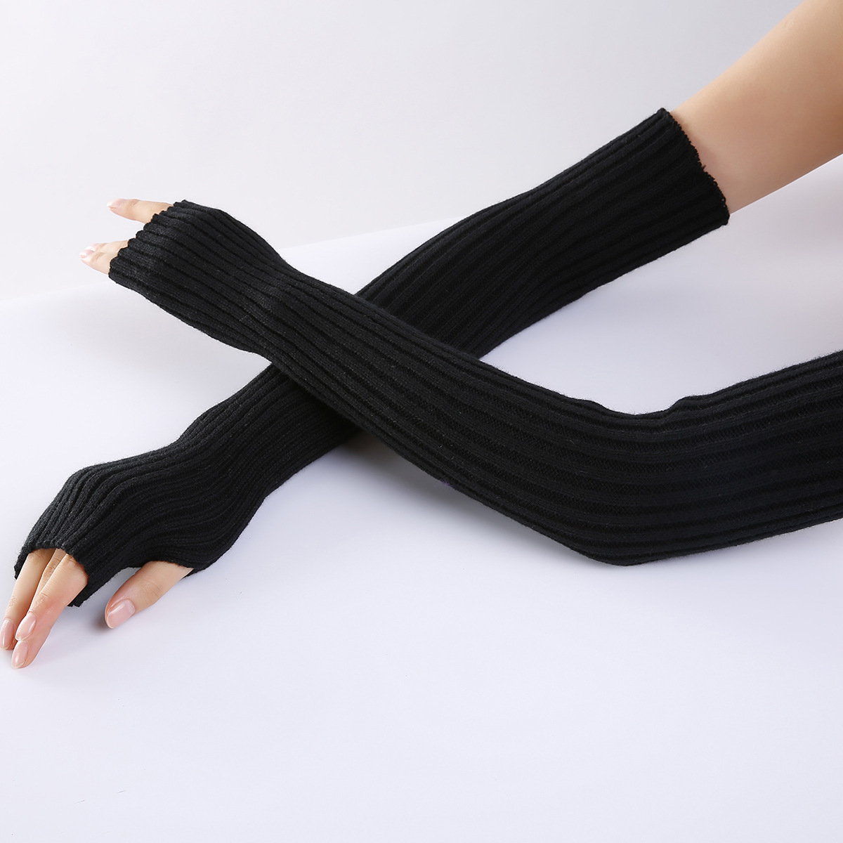 Damskie długie, prążkowane ręk – Fingerless Glove Knit recenzja i cena
